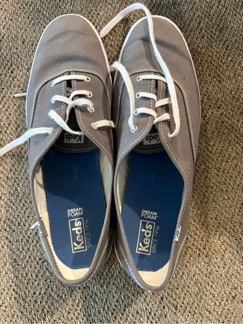 Keds Wonens Gray Canvas Lace-Up Sneakers
